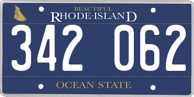 RI license plate 342062