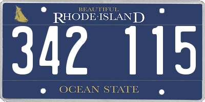 RI license plate 342115