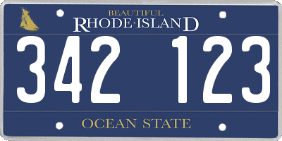 RI license plate 342123