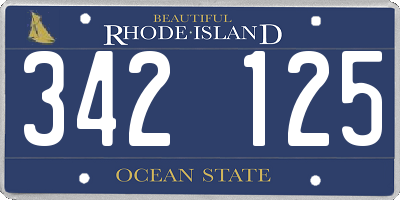 RI license plate 342125