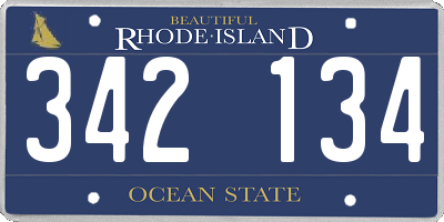 RI license plate 342134