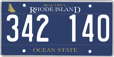 RI license plate 342140