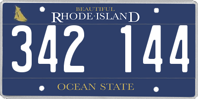 RI license plate 342144