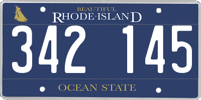 RI license plate 342145