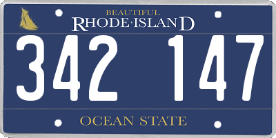 RI license plate 342147