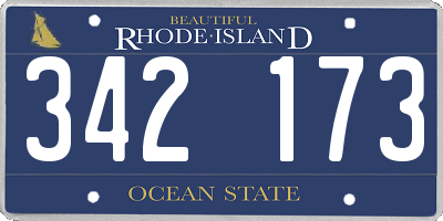 RI license plate 342173