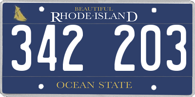 RI license plate 342203