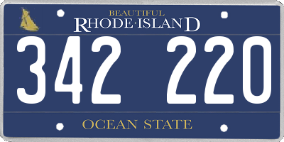 RI license plate 342220