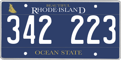 RI license plate 342223