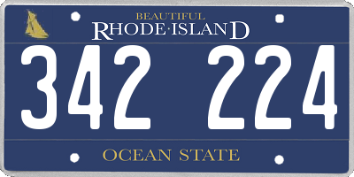 RI license plate 342224