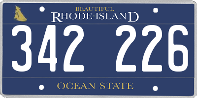 RI license plate 342226