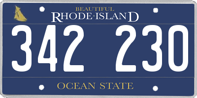 RI license plate 342230