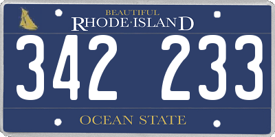 RI license plate 342233