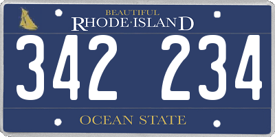 RI license plate 342234