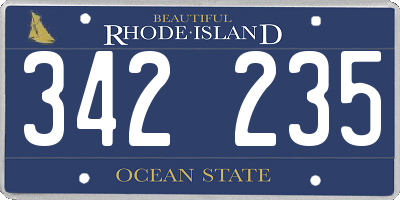 RI license plate 342235