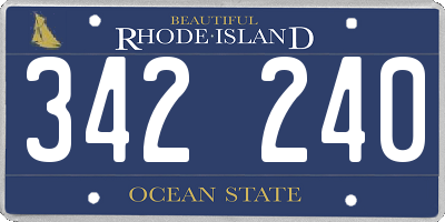 RI license plate 342240