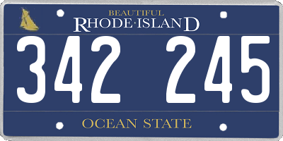 RI license plate 342245