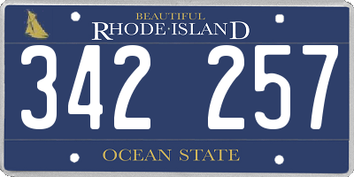 RI license plate 342257