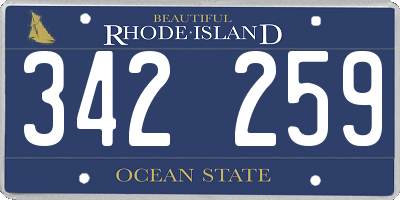 RI license plate 342259