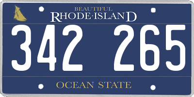 RI license plate 342265