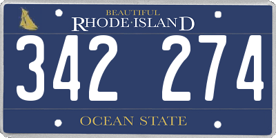 RI license plate 342274