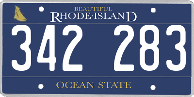 RI license plate 342283