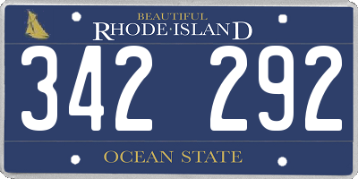 RI license plate 342292