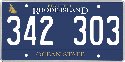 RI license plate 342303