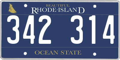 RI license plate 342314