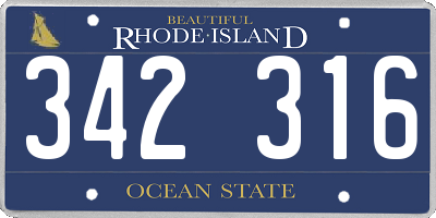 RI license plate 342316
