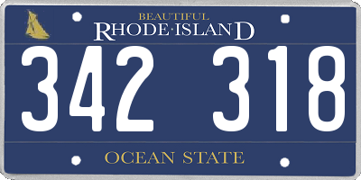 RI license plate 342318