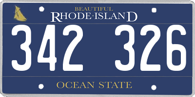 RI license plate 342326