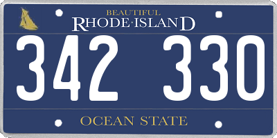 RI license plate 342330