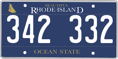 RI license plate 342332