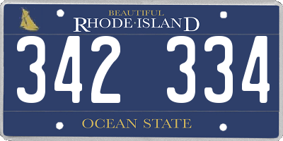 RI license plate 342334