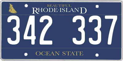 RI license plate 342337