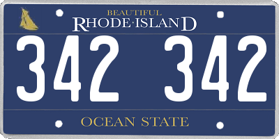 RI license plate 342342