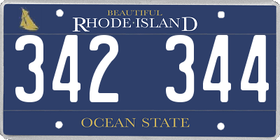 RI license plate 342344