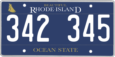 RI license plate 342345