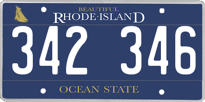 RI license plate 342346