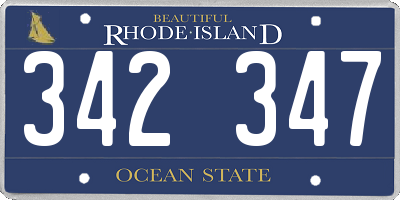 RI license plate 342347