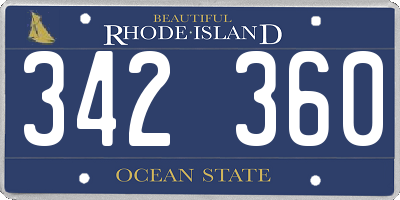 RI license plate 342360