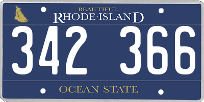 RI license plate 342366