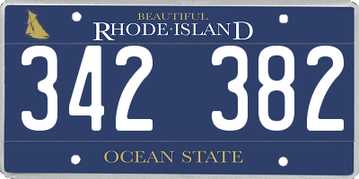 RI license plate 342382