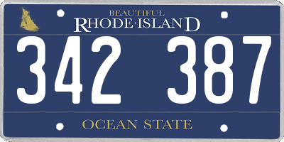 RI license plate 342387