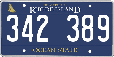 RI license plate 342389
