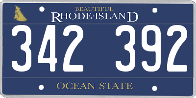 RI license plate 342392