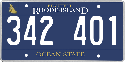 RI license plate 342401