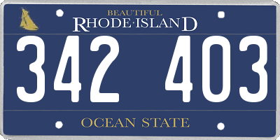 RI license plate 342403