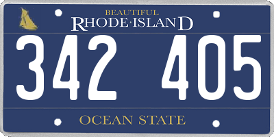 RI license plate 342405
